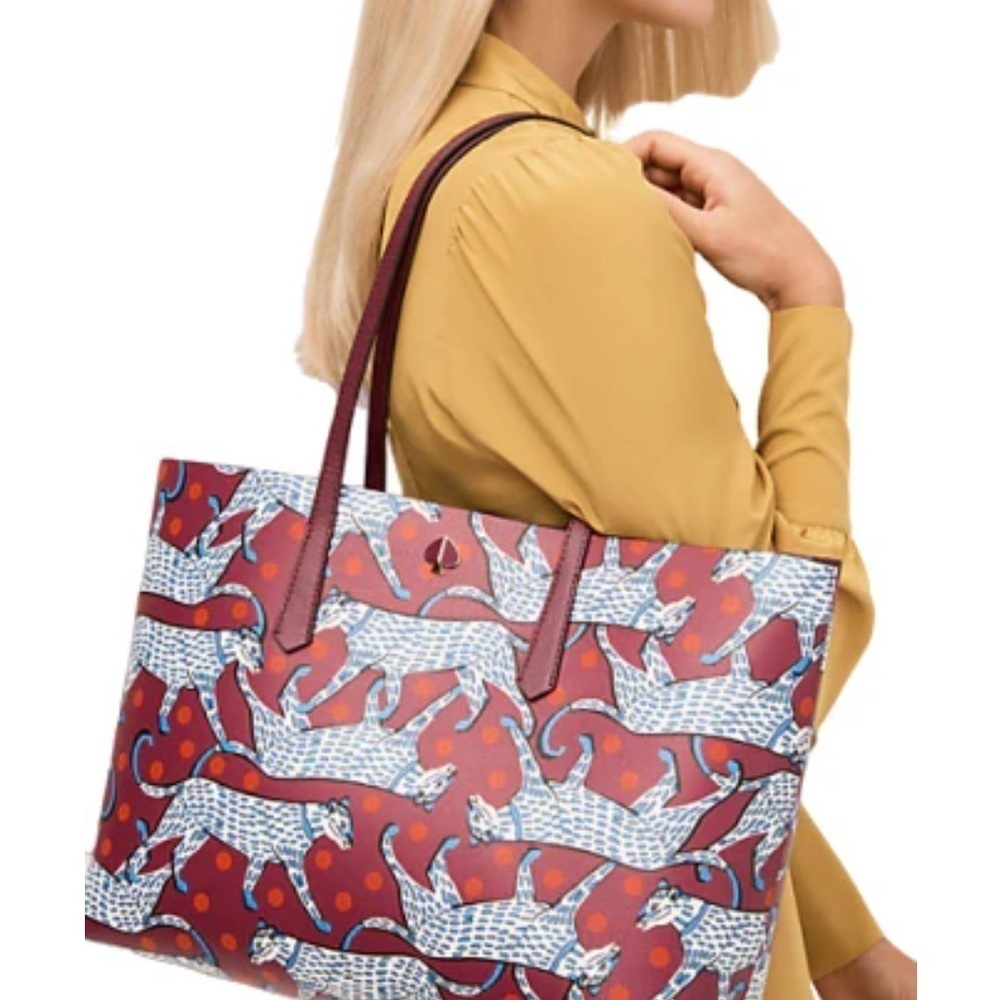 Kate Spade Purple Molly Panther Dot Large Tote, Radicchio(first seen in 2019)‍‍ - Picture 3 of 6